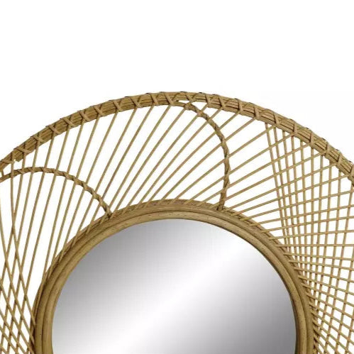 Miroir rond en rotin graphique MOSA