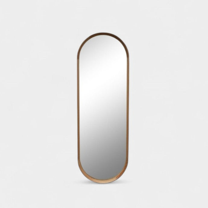 Miroir mural arrondi en bois naturel MEGAN