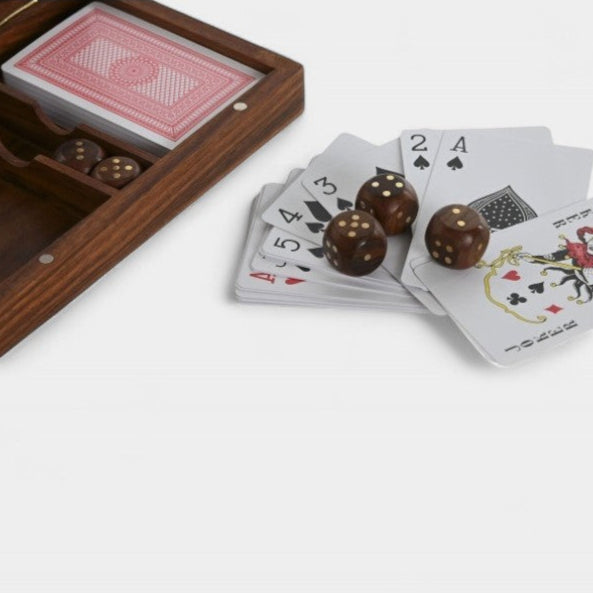 Élégante boîte de cartes et dés en bois ELIAS