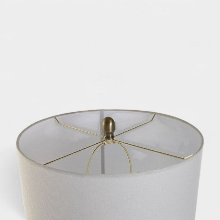 Lampe en grès vert avec abat-jour blanc en lin LAURA