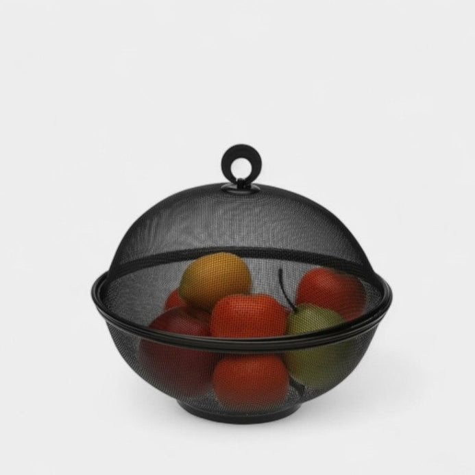Cloche à fruits ronde en métal noir