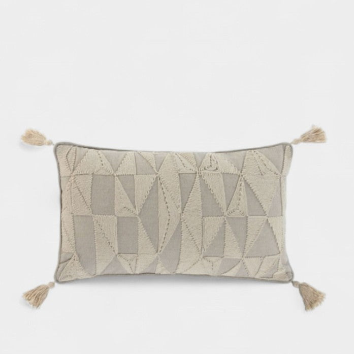 Coussins beige naturel esprit bohème rectangle CALIE