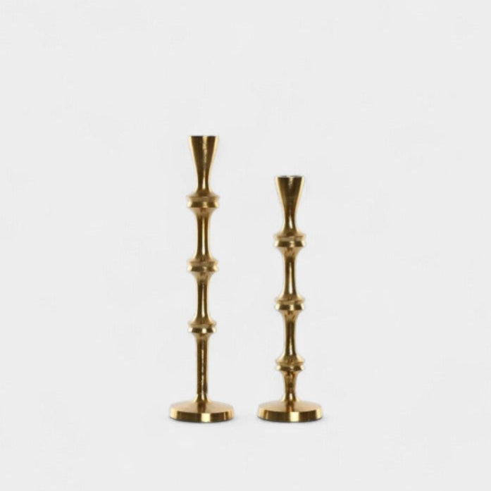 Duo de bougeoirs dorés en aluminium IRIS