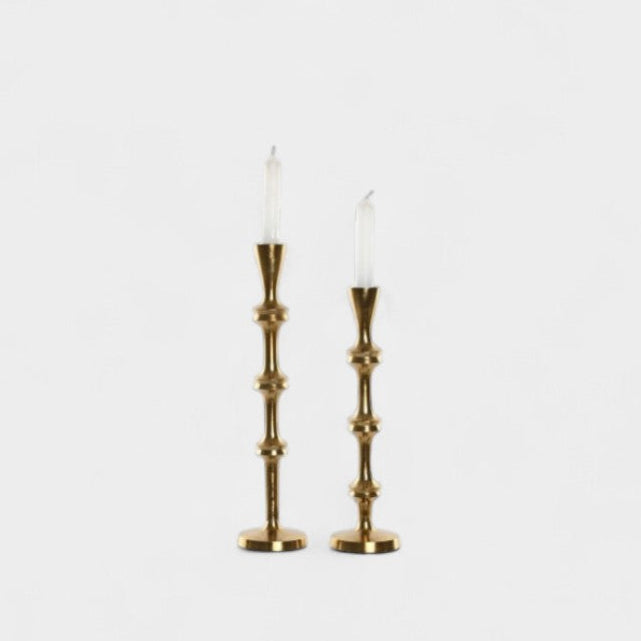 Duo de bougeoirs dorés en aluminium IRIS