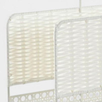 Porte-revues en métal blanc et osier naturel