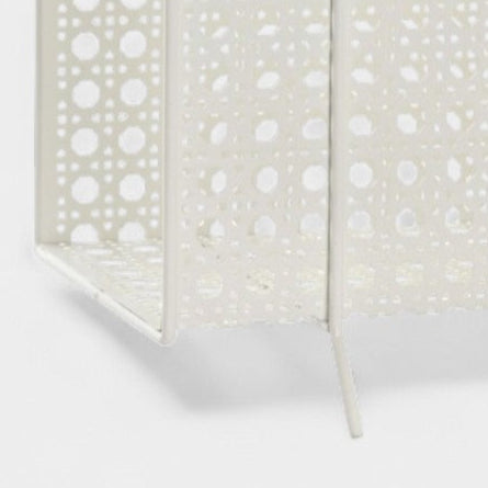 Porte-revues en métal blanc et osier naturel