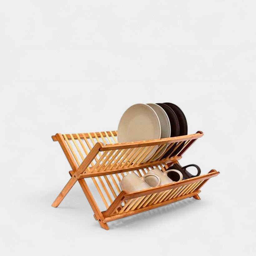 Égouttoir à vaisselle en bambou pliable
