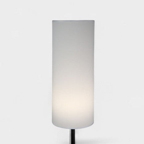 Lampadaire cylindrique noir et abat-jour blanc