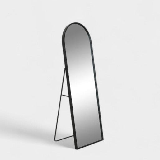 Miroir sur pied en métal noir