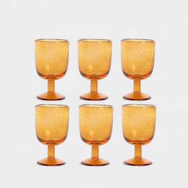 Set de 6 verres à pied en verre soufflé ambre GIULIA