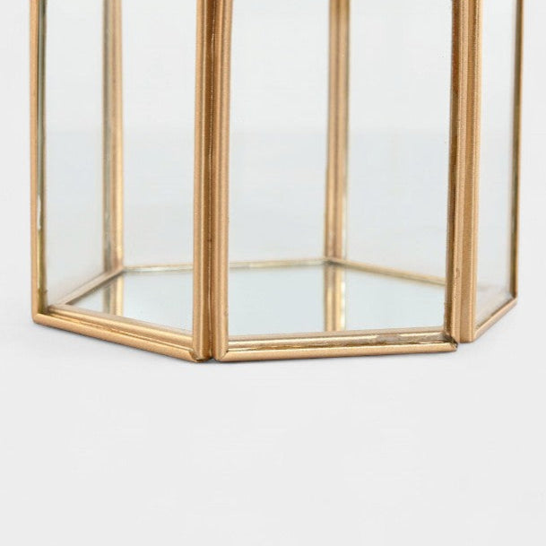 Bougeoir doré en verre et métal