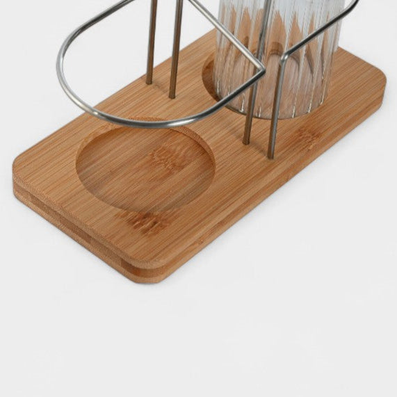 Ensemble salière et poivrier avec socle en bambou