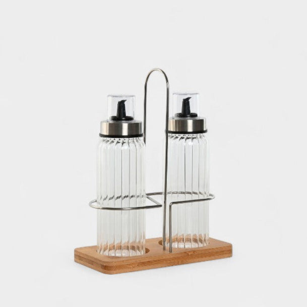 Ensemble salière et poivrier avec socle en bambou
