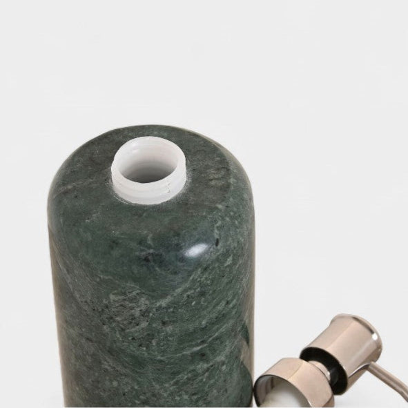 Distributeur de savon en marbre vert et acier inoxydable