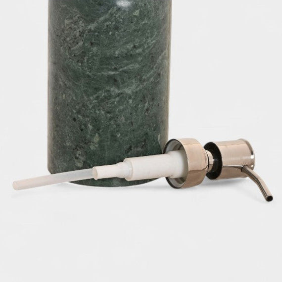 Distributeur de savon en marbre vert et acier inoxydable