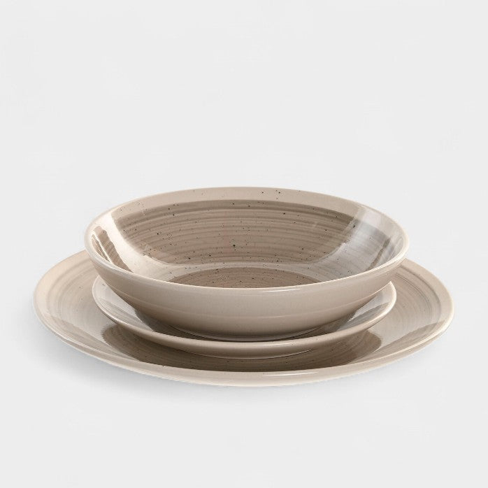 Service d'assiette en grès beige/gris MAYA