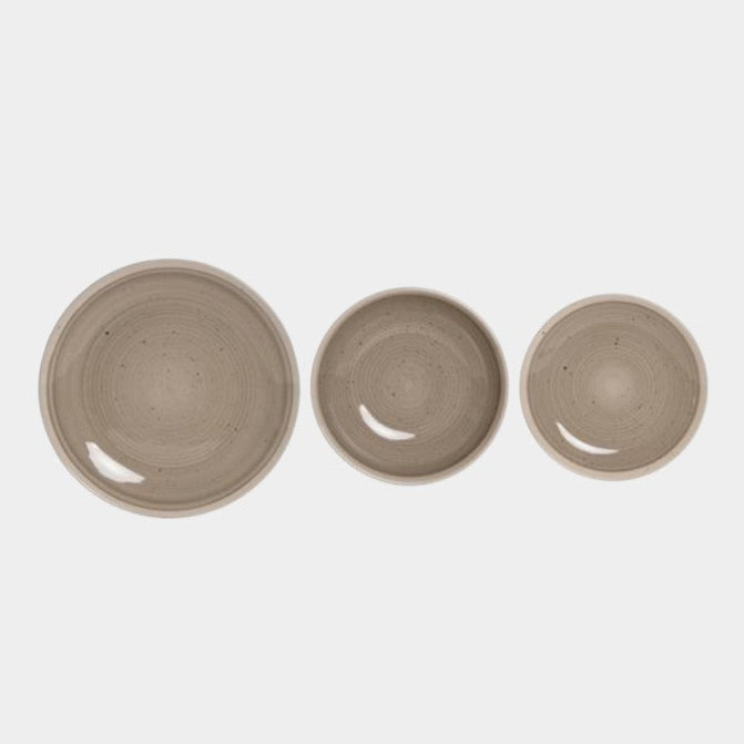 Service d'assiette en grès beige/gris MAYA