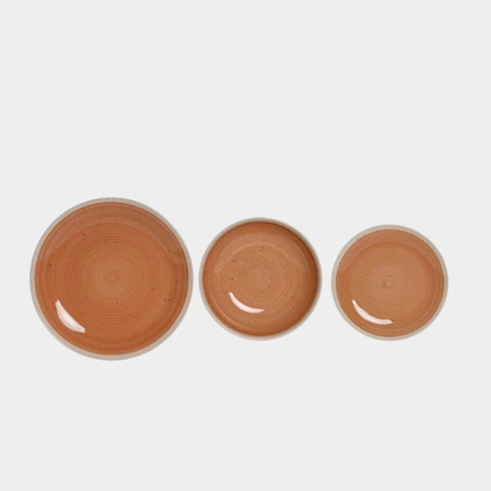 Service d'assiette en grès orange et blanc
