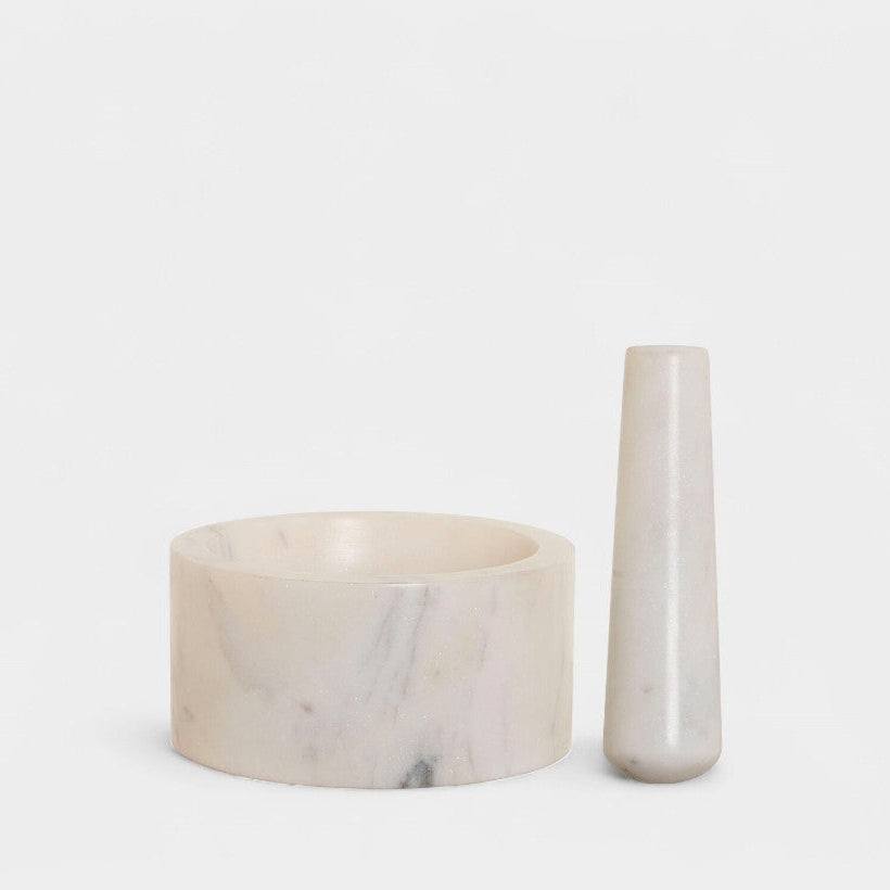 Mortier de cuisine en marbre blanc