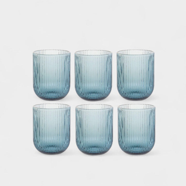 Set de 6 verres bleus rainurés Sofia – 240 ml