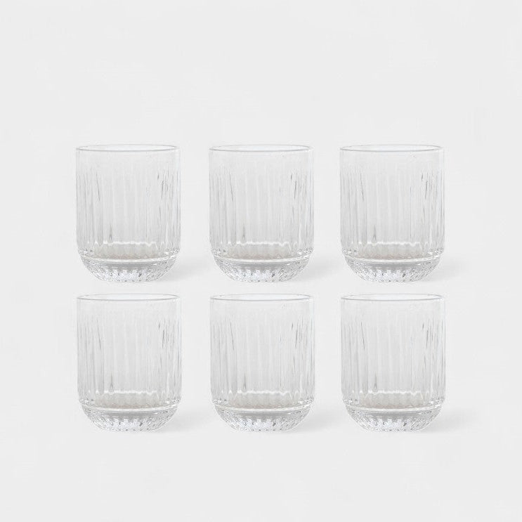 Set de 6 verres transparents rainurés Sophia