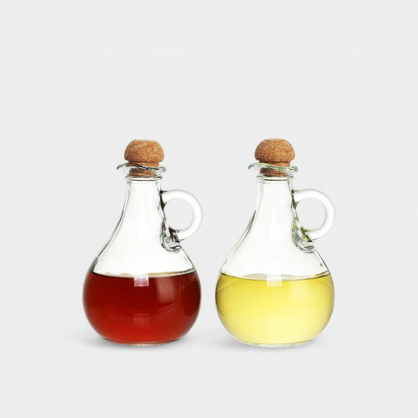 Duo d’huiliers en verre avec bouchon en liège