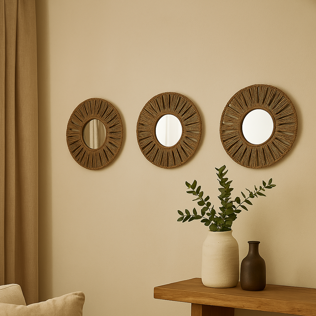 Trio de miroirs en jute MARGAUX