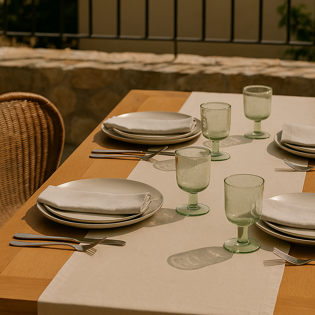 Set de 6 verres en verre soufflé vert GIULIA