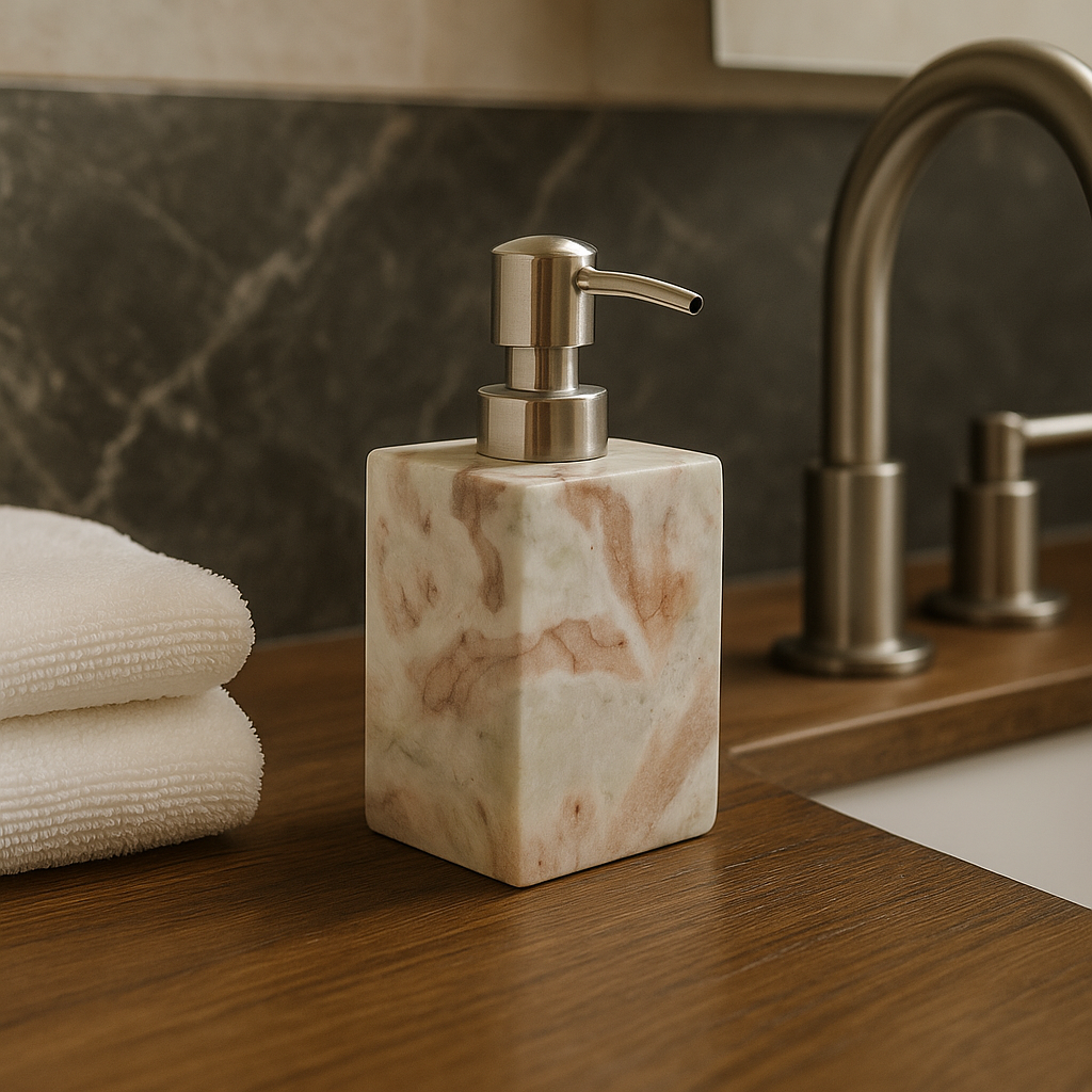 Distributeur de savon en marbre brun