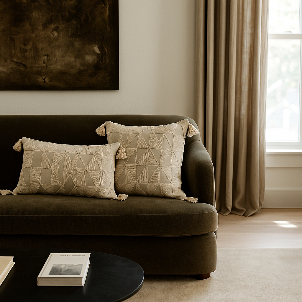 Coussins beige naturel esprit bohème CALIE