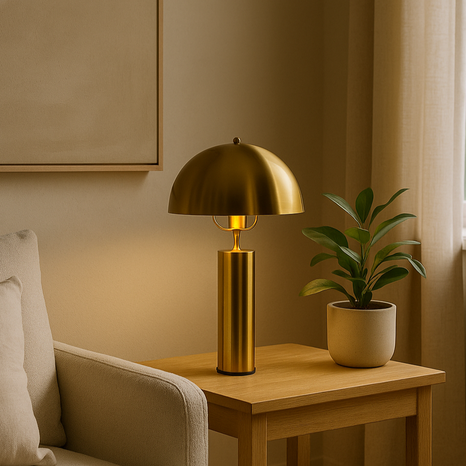 Lampe de bureau dorée en métal NOOR