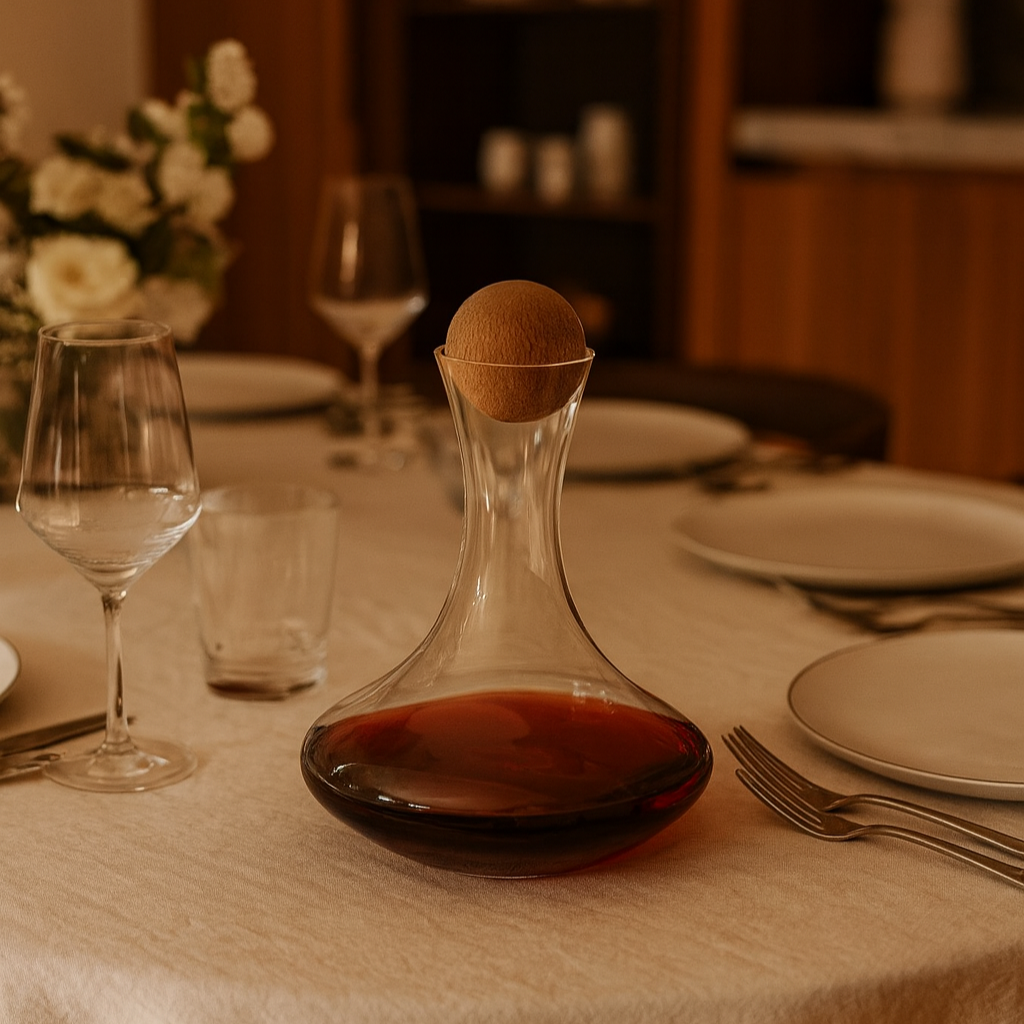 Carafe à décanter en verre avec bouchon rond en bois – 1,5 L