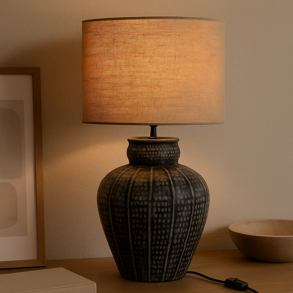 Lampe en aluminium texturée noire