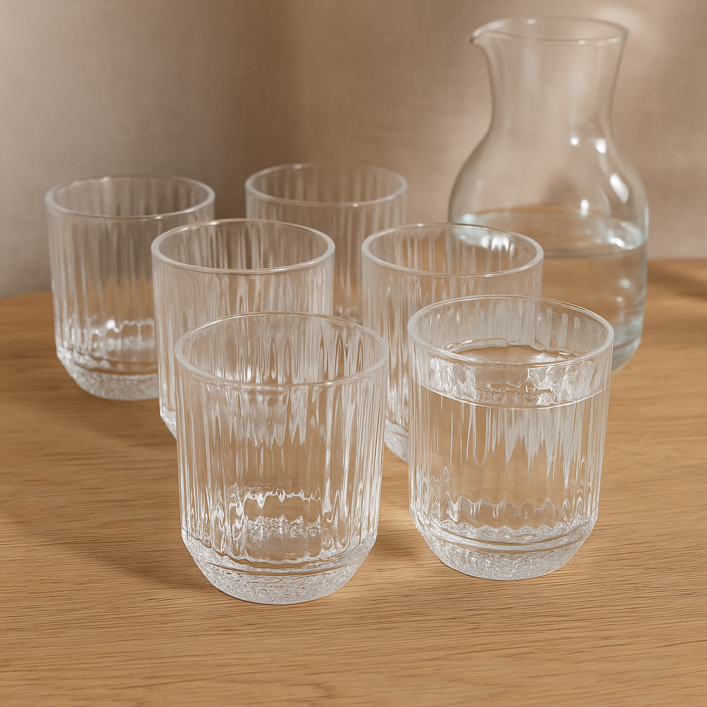 Set de 6 verres transparents rainurés Sophia