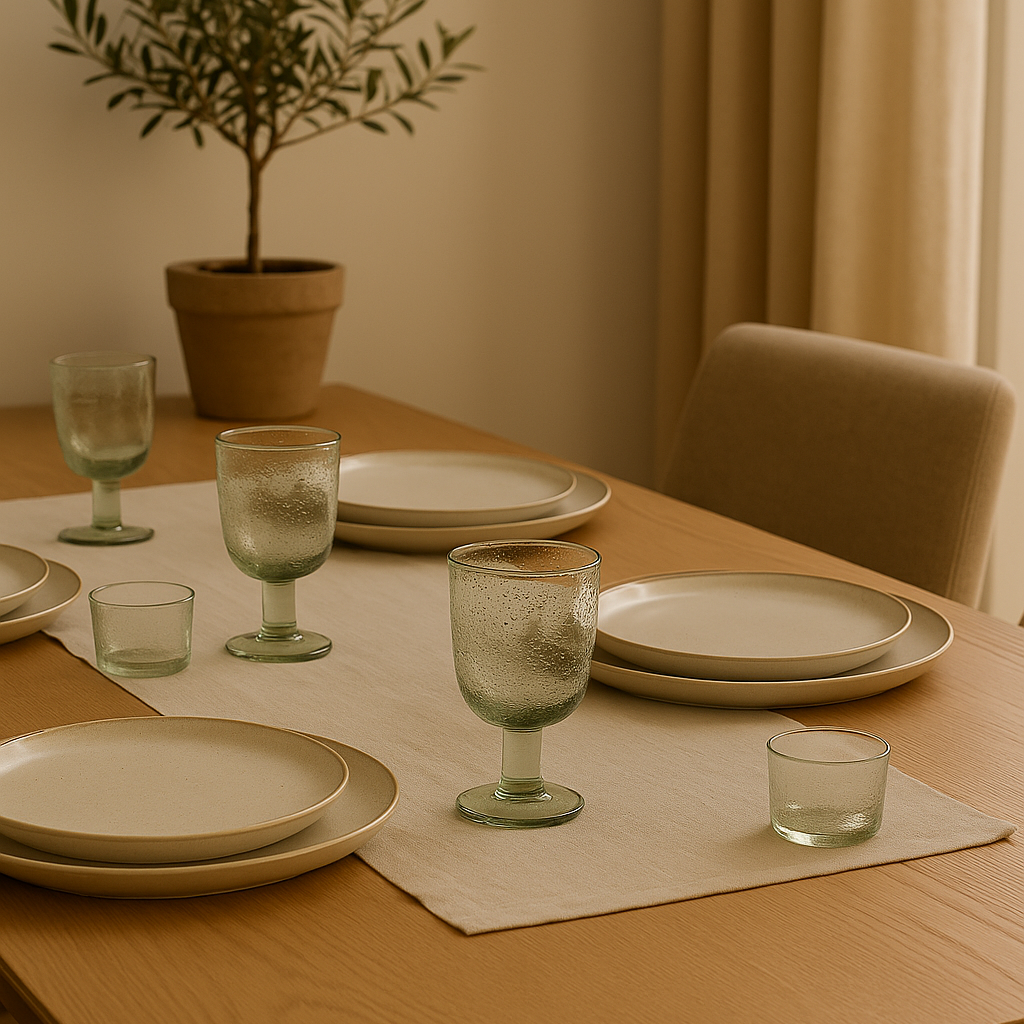 Set de 6 verres en verre soufflé vert GIULIA