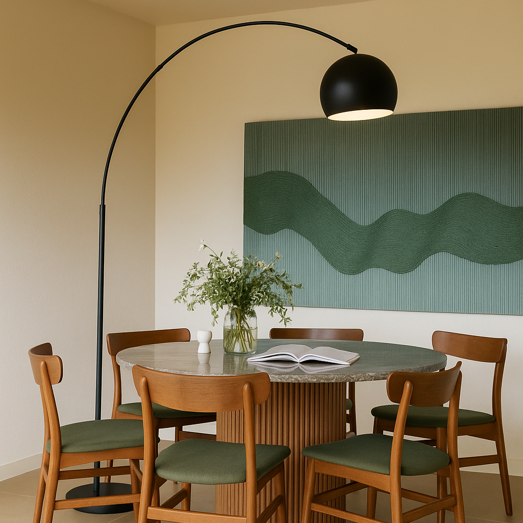 Lampadaire courbé noir en métal