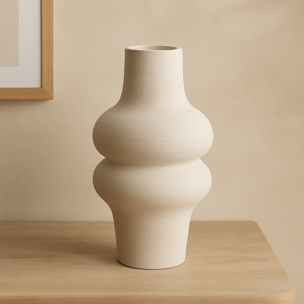 Vase sculptural blanc en céramique