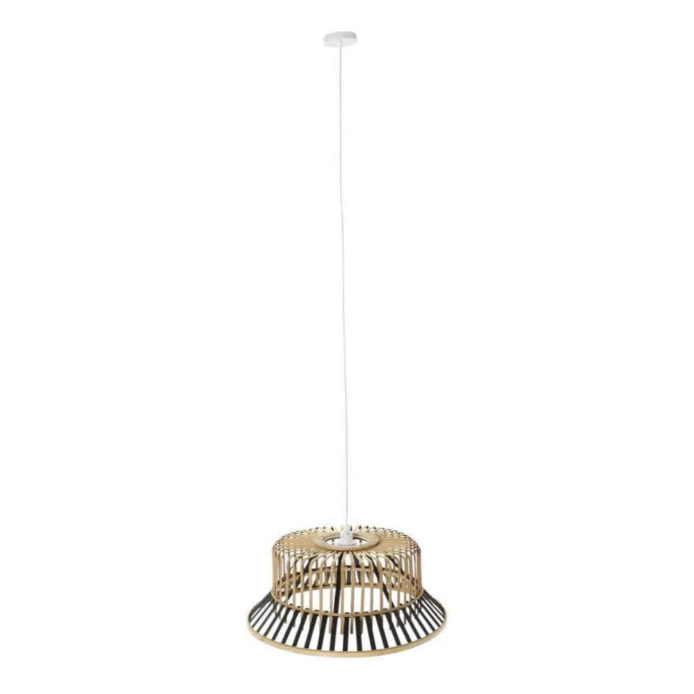 Suspension en bambou tressé beige et noir LILABY
