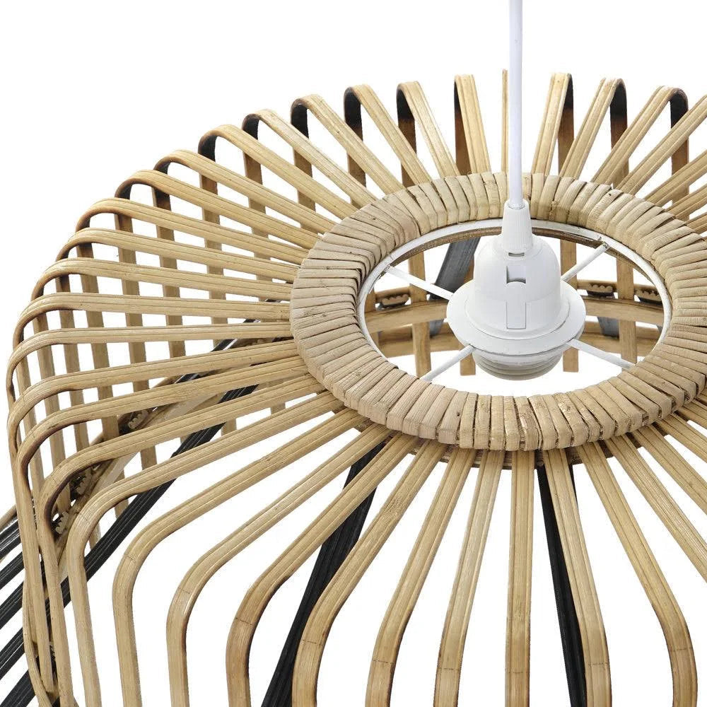 Suspension en bambou tressé beige et noir LILABY