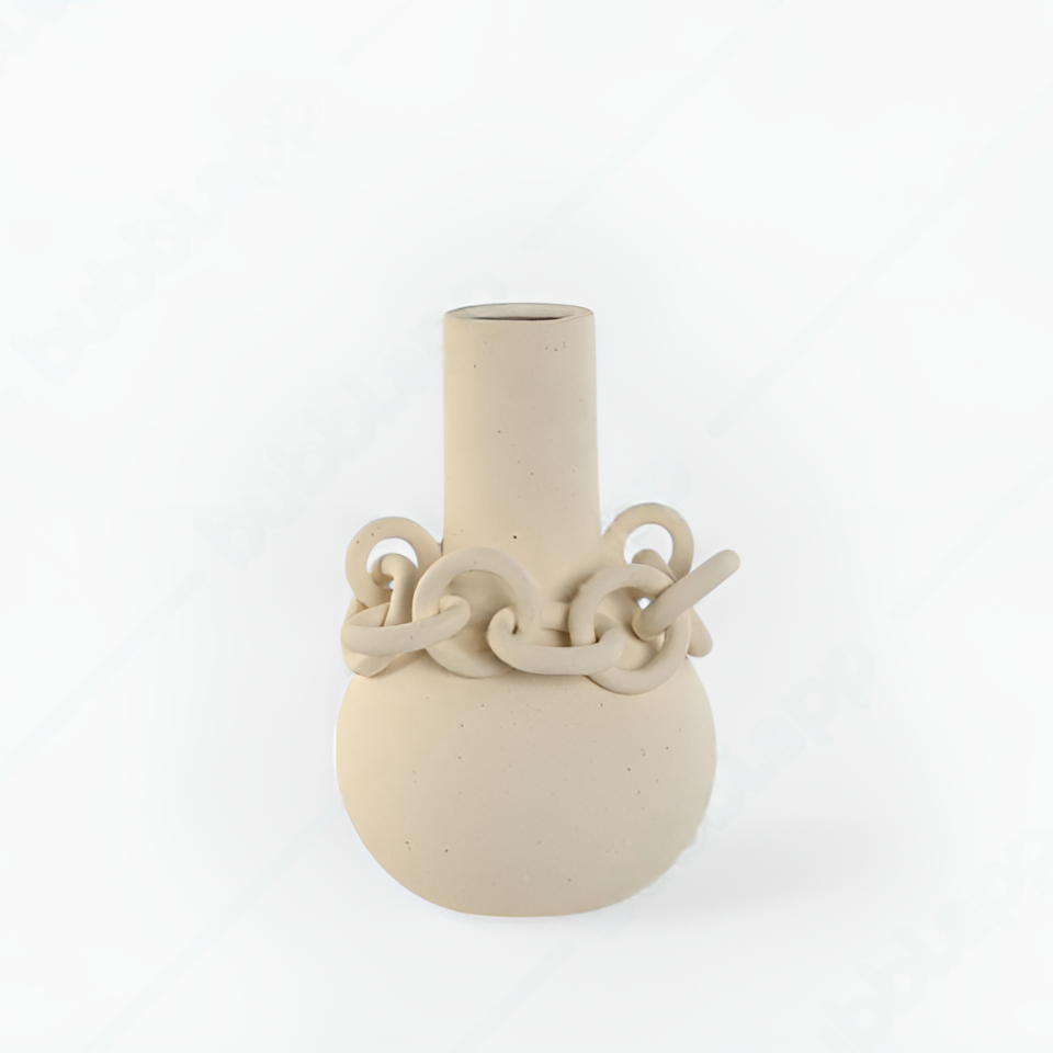 Vase en grès texturé avec chaînes sculptées VILANA