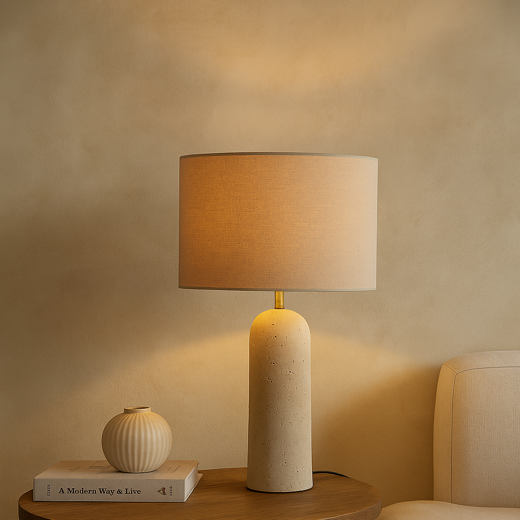 Lampe de table en marbre et lin ANNA