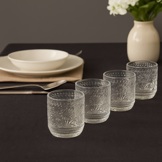 Set de verres transparents à motifs floraux (6 Unités)
