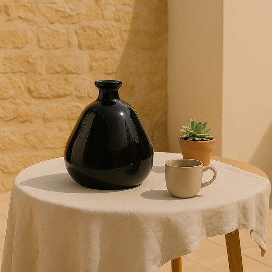 Vase dame jeanne noir en verre recyclé CAMILLE