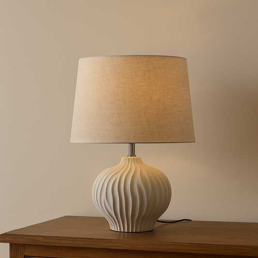 Lampe au pied ondulé beige ANIA