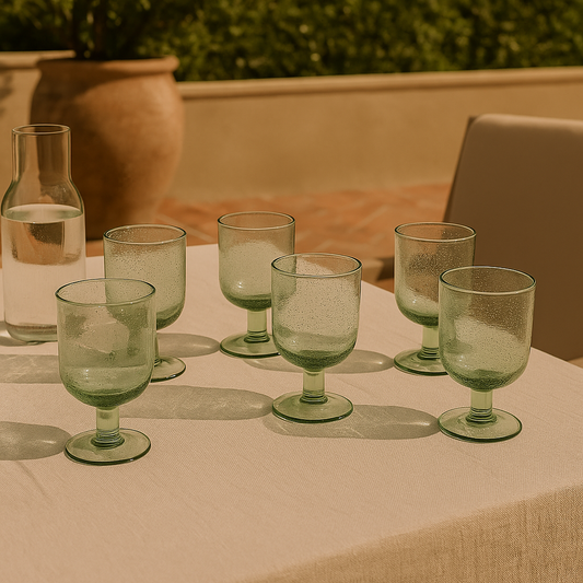 Set de 6 verres en verre soufflé vert GIULIA