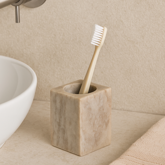 Support à brosse à dents en marbre beige