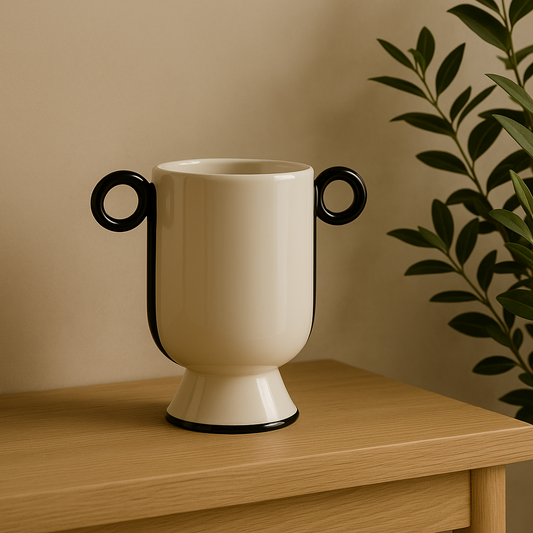 Vase en céramique bicolore blanc et noir VASOR S