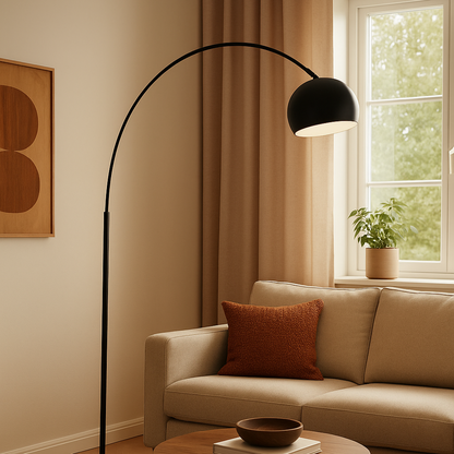 Lampadaire courbé noir en métal