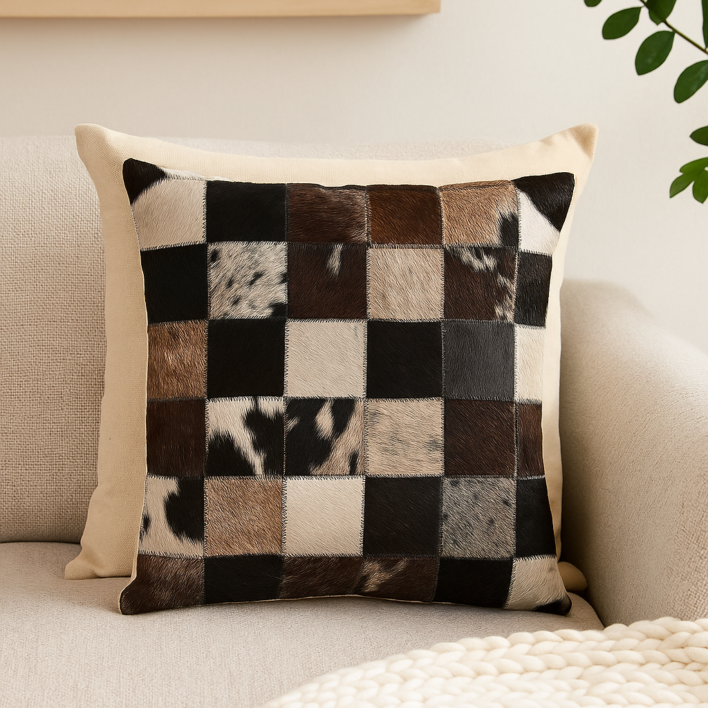 Coussin patchwork animalier