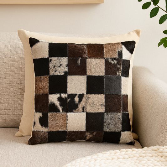 Coussin patchwork animalier